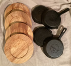 Set/4 ~Crofton Personal Pan ~Cast Iron Skillet with Wooden Trivet ~6" ~Dbl Spout — photo 3