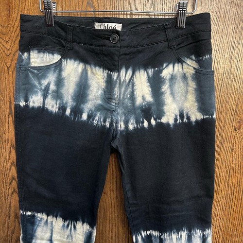 Chloé, Vintage Chloe Jeans Hose Batik Marineblau Slim Fit Damen Uk 12 T38 30 x 34
