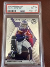 2020 Panini Mosaic Justin Jefferson NFL Debut #270 Rookie Card Psa10. rookie card picture