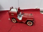 Vintage Tonka Pressed Steel Jeep Fire Truck Vehicle Red White Collectible Toy