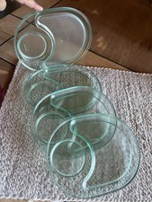 4 Tupperware acrylic stackable pastel snack plates, aqua