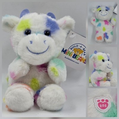 Build A Bear Workshop Mini Bohnen Pastell Splatter Kuh Plüsch klein Braten 20 cm Neu