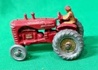 VINTAGE 1950s Matchbox  by Lesney No 4 Massey Harris Tractor  Gray Wheels w/gold
