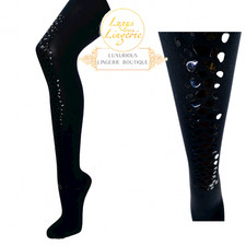 Snake Shimmer Back Seam Tights by Wolford M Black Shiny Sequins