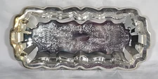 Silversmith Silverware - Silver Plated Embossed Oblong Serving Tray - Orig Box