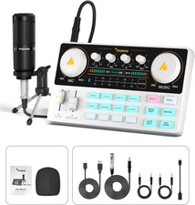 Podcast Equipment Bundle Audio Mixer All-In-One Podcast Production Studio with 3