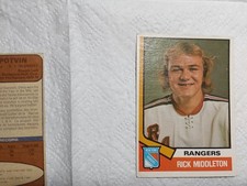 1974 - 75 OPEE CHEE HOCKEY CARD - RICK MIDDLETON # 304 ROOKIE CARD. rookie card picture