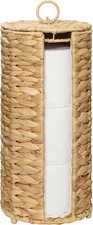 Free Standing Toilet Paper Holder Stand with Storage, Water Hyacinth Wicker Toil