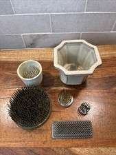 Vintage Lot of 6 Metal Spike Flower Frogs Assorted Size Shapes