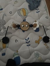 BABYBJORN Wooden Toy Bar for Bouncer Baby Bjorn Googly Eyes Black White EUC