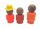 Vtg Fisher Price Little People African American Figures Men&Baby (wood+plastic)