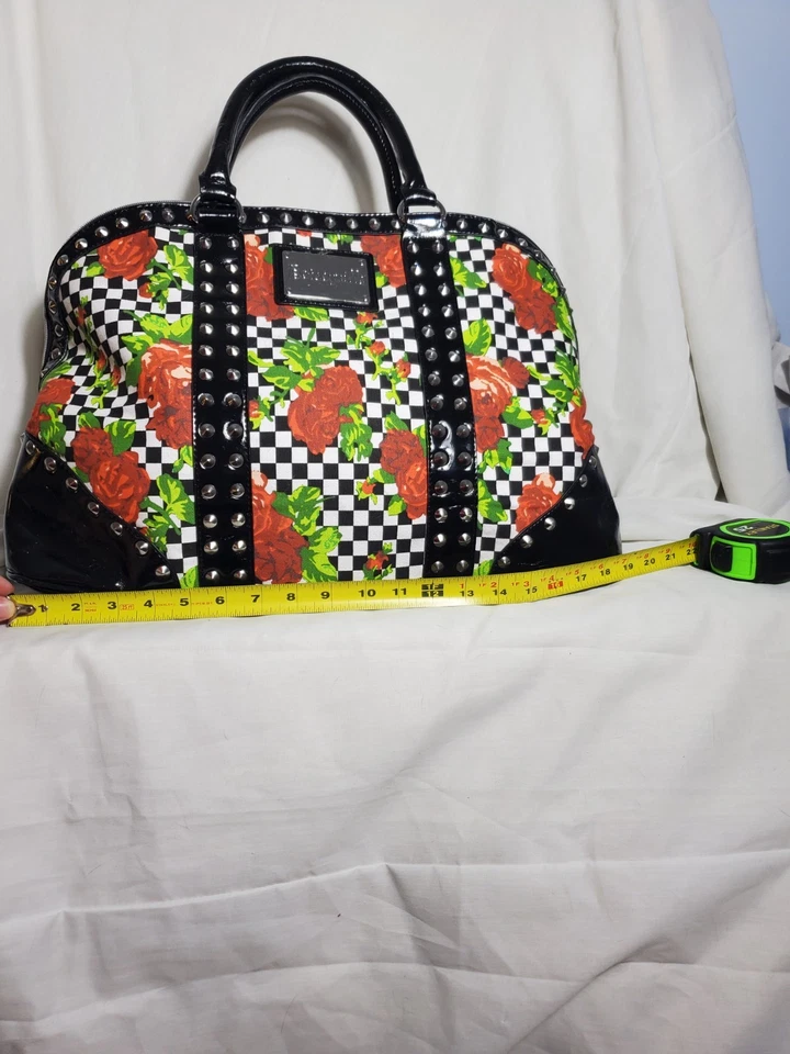 Bolso de Mano Betsey Johnson Betseyville Grande Rosa con Cuadros Foto 3 de 4