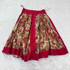 Julie G Skirt Women's Large NWT Floral Print Bohemian Midi Boho Peasant Red