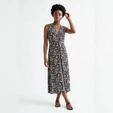 Nine West Black & White Sleeveless Midi Dress with abstract print. Sz XL