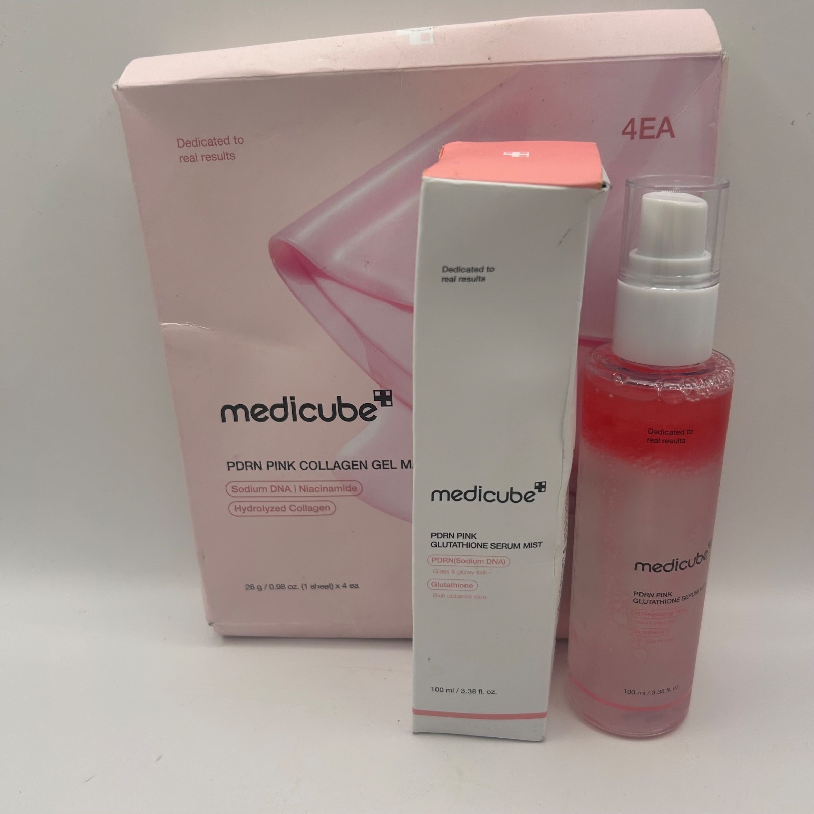 Medicube PDRN Pink Collagen Glow Jelly Mist Serum 100ml & 4 Masks Bundle