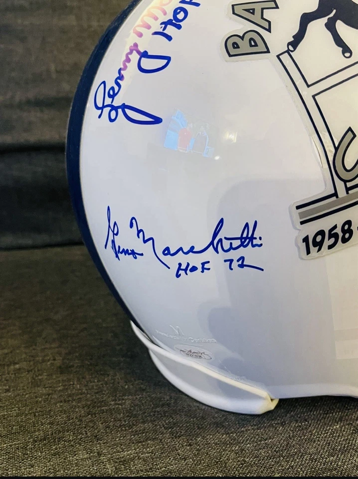 BALTIMORE/ INDY COLTS FS Rare Rep  1958 NFL Champs Helmet Signed By 4 HOFers JSA - Image 3 of 4
