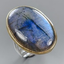 Vintage ring 35 ct Natural Labradorite Ring 925 Sterling Silver Size 9 /R437136