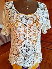 Vintage 60s/70s Cotton Lace Blouse/