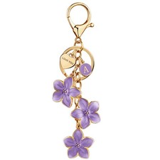 Initial Keychain White/Pink/Black Big Flower Cute Keychain Girl Purse Charms ...