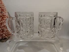 Vintage Tiffany & Co. Crystal Rock Cut Beer Mugs Glasses Set of 2 Gorgeous Heavy