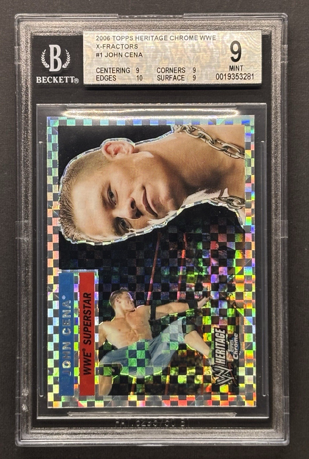 2006 Topps Heritage Chrome WWE John Cena Xfractor #1 - BGS 9 Mint