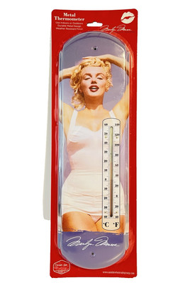 NEW! MARILYN MONROE Licensed Metal Thermometer BEACH Image! 17'' x 5''