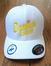 OFFICIAL DOMINO SUGAR PROMO HAT #1 - WHITE FLEXFIT FOODS BRAND STAR 2002 LOGO
