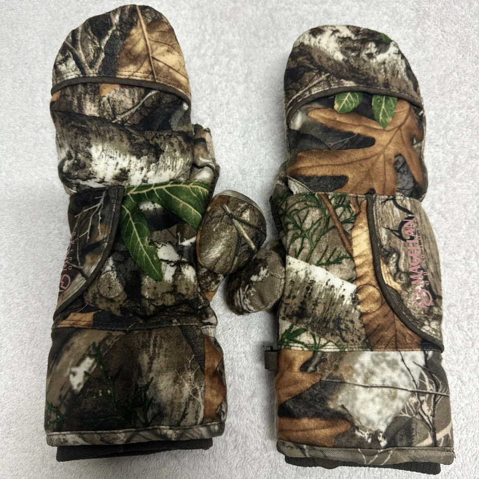 Guantes sin dedos aislados de roble musgo mitón pop top camuflaje forro rosa pequeño Foto 4 de 4