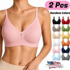 2Pcs Wireless and Seamless Jelly Bra for Women No Underwire Push Up Deep V Bras