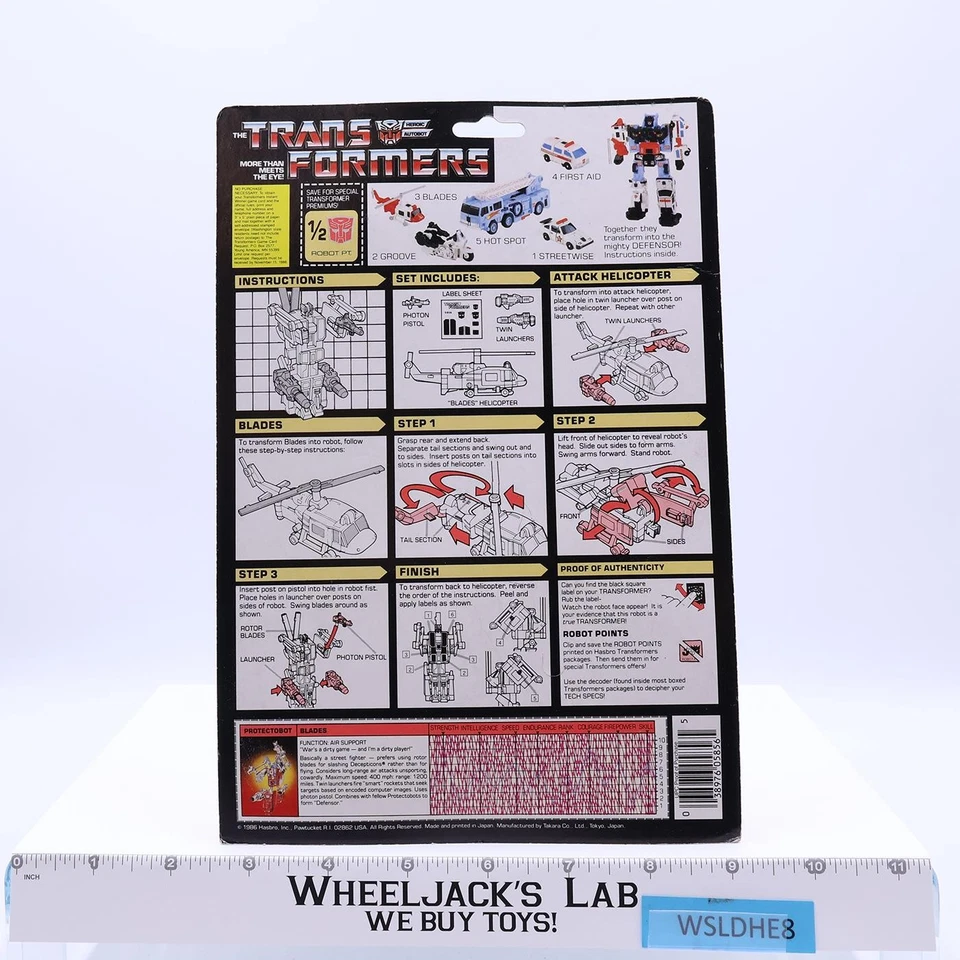 Figura de acción vintage Blades Protectobot G1 Transformers 1986 MOSC Foto 2 de 4