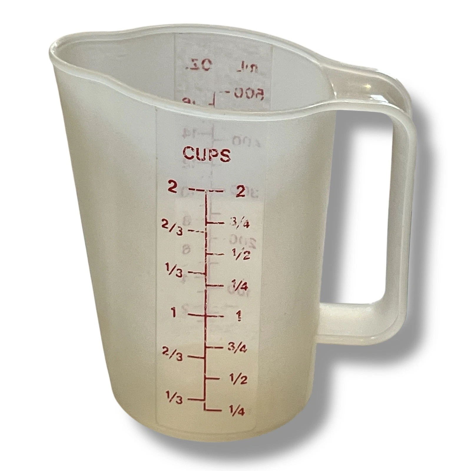 VTG Tupperware 1669 Measuring Pitcher Cup 16oz 2 Cup 500ml Red Orange Numbers B4