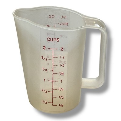 VTG Tupperware 1669 Measuring Pitcher Cup 16oz 2 Cup 500ml Red Orange Numbers B4