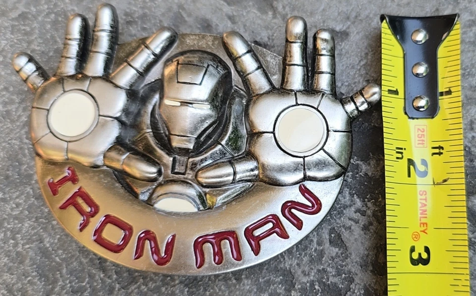 Iron Man 2008 hebilla de cinturón de metal 4,25x3,25 cara y manos Marvel Bioworld  Foto 4 de 4