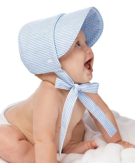 Gorro Mud Pie Baby Seersucker Azul Rayas Infantil Nuevo Con Etiqueta Foto 2 de 4