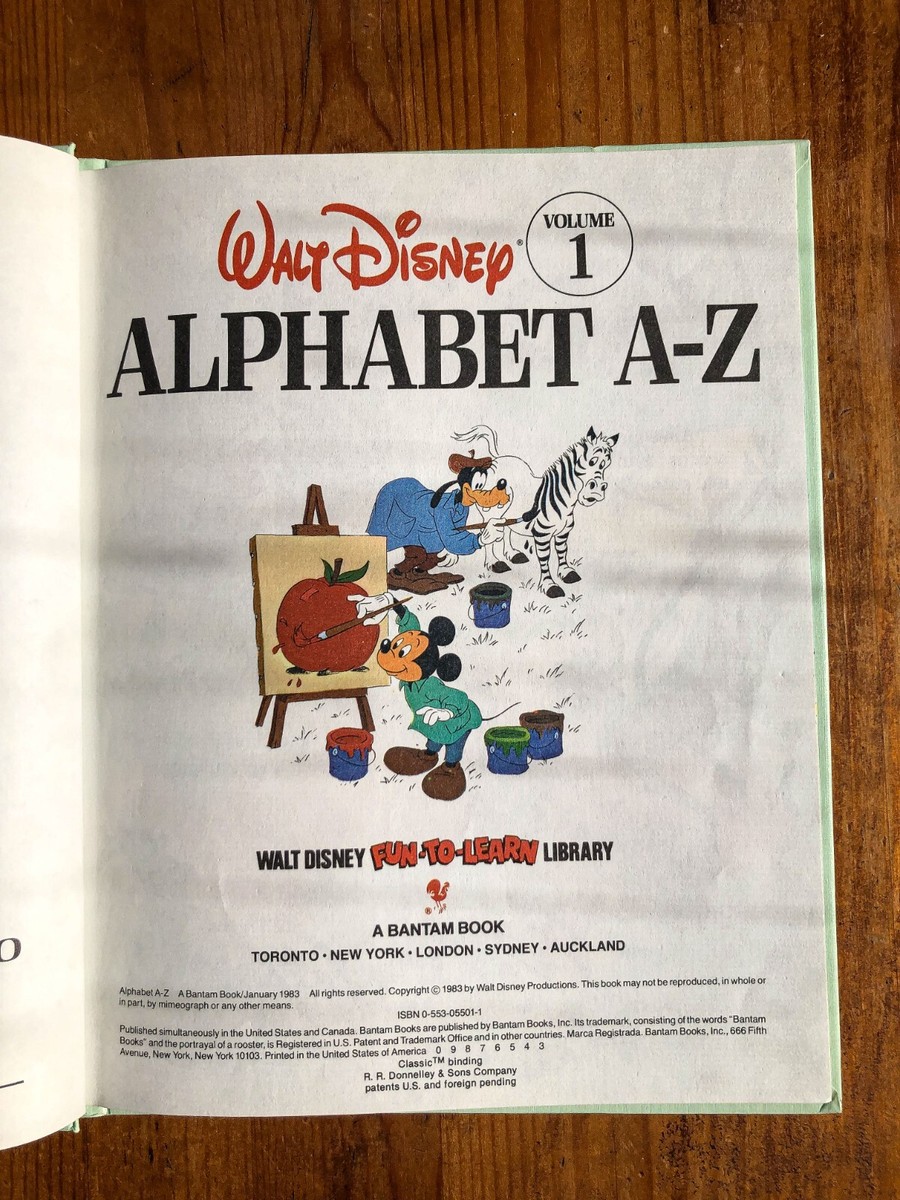 VINTAGE WALT DISNEY VOLUME 1 ALPHABET A-Z BOOK HARDCOVER FUN TO