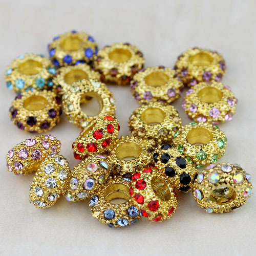 20X Tschechischer Kristall Silber Gold Großes Loch Charms Perlen Passend für europäische Charm Armbänder - Bild 35 von 37