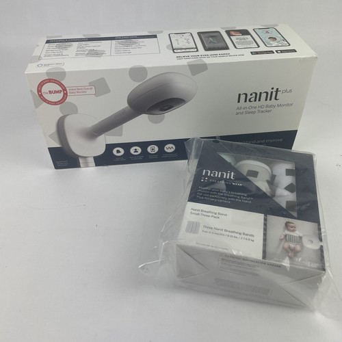 Nanit Plus N211US & Breathing Wear Bands 2-Way Baby Monitor Wall Mount - White
