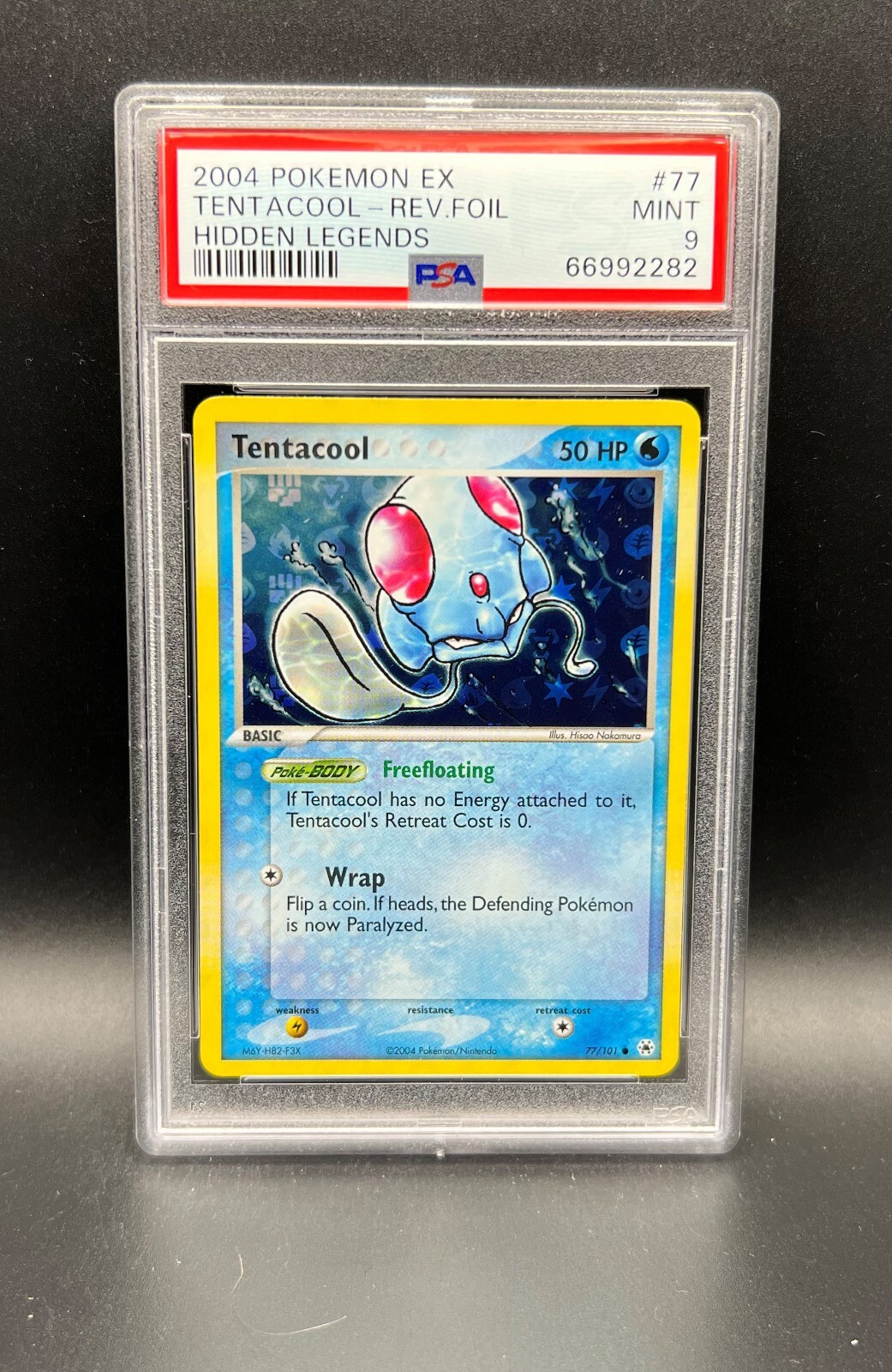 Pokemon PSA 9 MINT Tentacool 77/101 EX Hidden Legends Reverse Holo 2004 S#2282