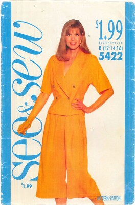 Very Easy Misses' Top Pants Pattern Size 12 14 16 Butterick 5422 Uncut See & Sew