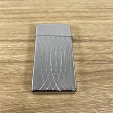 Vintage SCRIPTO Butane Flip-Top Lighter Chrome Silver Geometric USA Needs Flint