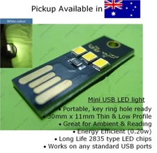 Portable MINI USB LED Light Bulb Ambient Night Readin 0.2w White LowProfile