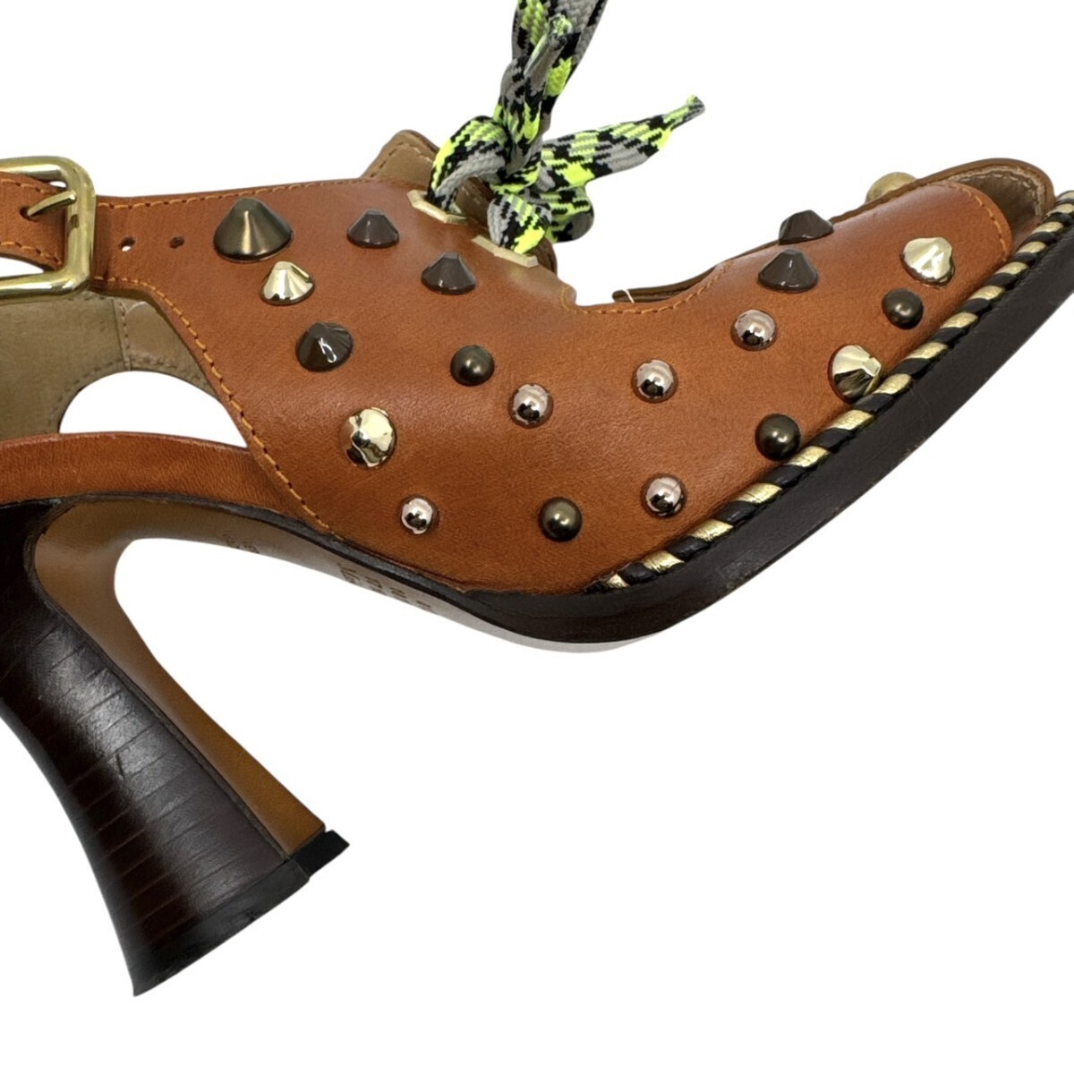Maison Margiela Margiela Studded Leather Shoes High Heels 37 Brown 