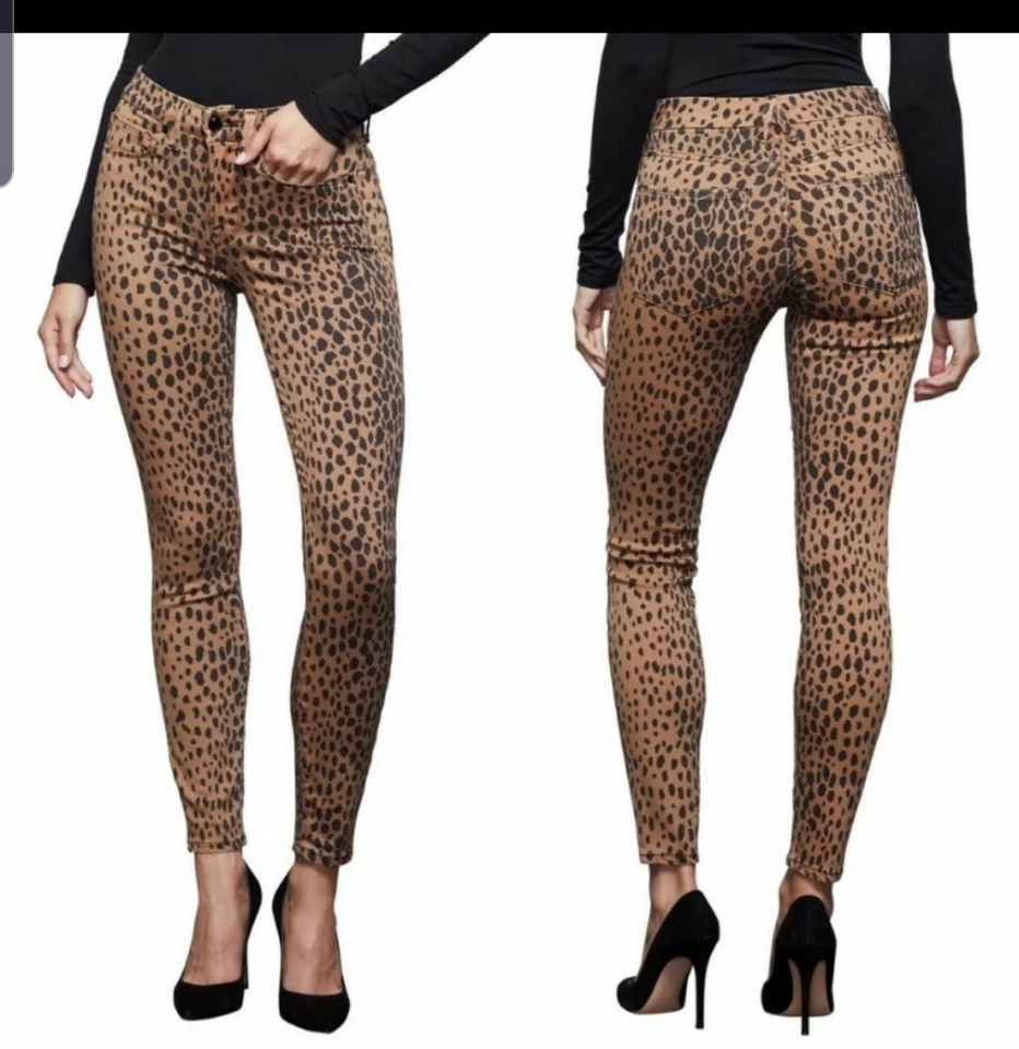 Good American good waist skinny leopard jeans sz 4/27