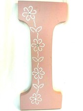 Letter I wall plaque floral vine bling accent 9"Tall X 3.75" W slight distress