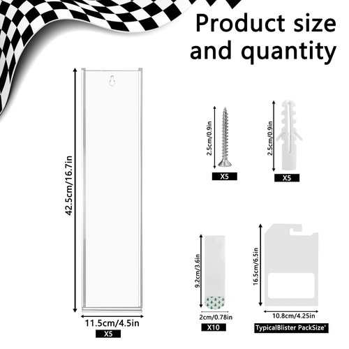 5 Pack Acrylic Model Car Display Case Wall Mount Compatible with Hot-Wheels M... - Picture 2 of 7