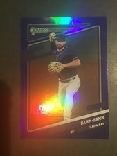 2021 Donruss Baseball Brandon Lowe Bamm-Bamm Variation Blue Holo Parallel 