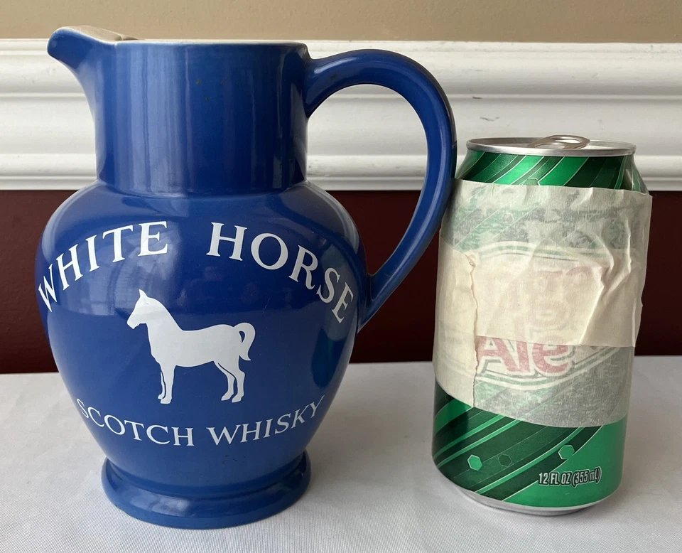Jarra de porcelana de whisky escocés White Horse de colección de Kirkham Pottery, Inglaterra Foto 3 de 4