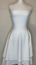 SHEIN CROSS-BACK LACE-UP CAMI DRESS, XS (2) WHITE, TIERED, SPAG STRAP. NWT
