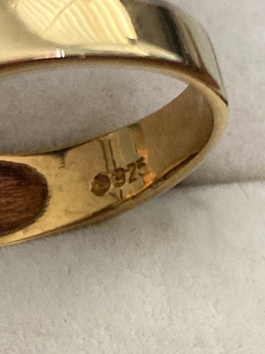 Anillo banda piedra multicolor enchapado en oro de plata de ley .925 talla 8,5 - Imagen 7 de 12