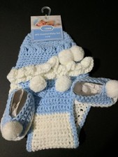 Crochet Diaper cover hat booties 3 piece set photo prop 0-6 months